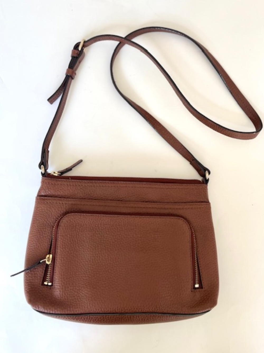 Nordstrom Chocolate Brown Pebbled Leather Crossbody Bag